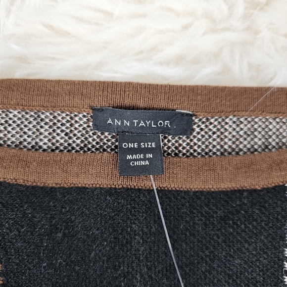 Ann Taylor Poncho Sweater with Plaid Print - Picture 3 of 10